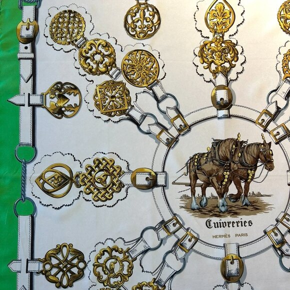 Vintage Hermes "Cuivreries" Silk Scarf, by Francoise de La Perriere - Picture 8 of 16